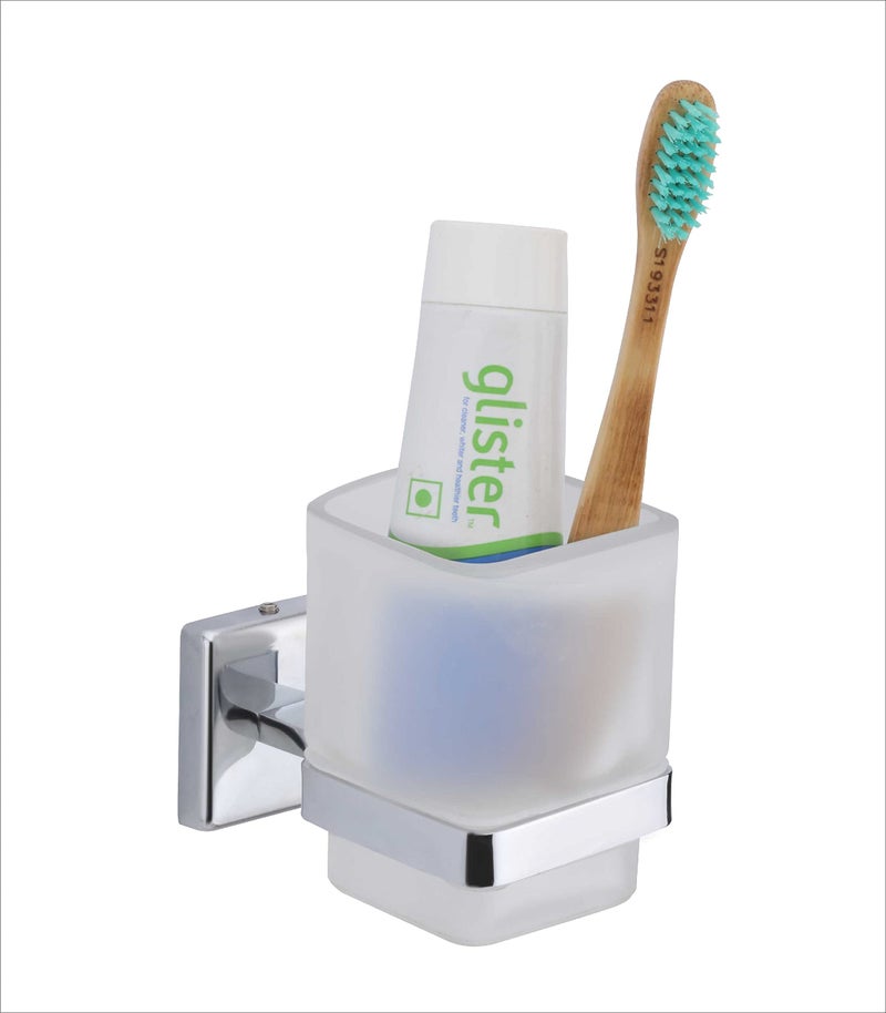 KANJAL Tumbler Holder Stand Bathroom Glass Toothbrush Holders Toothpaste Tumbler Holders for Bathroom Accessories Tumbler Stand Toothbrush Stand(304 Stainless Steel,Frosted Glass) 27LXO - Image 4