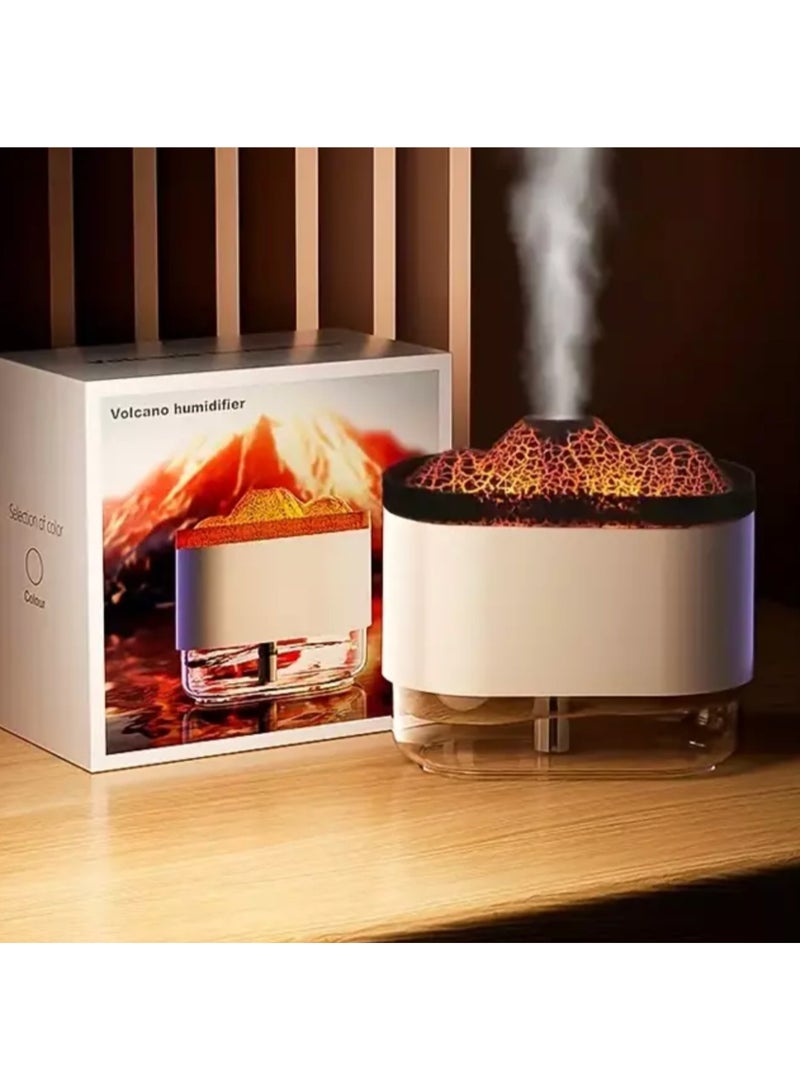 300ML Quiet Flame Volcano  Humidifier with Warm Colorful Light and 2 Mist Modes for Home and Office - Image 1
