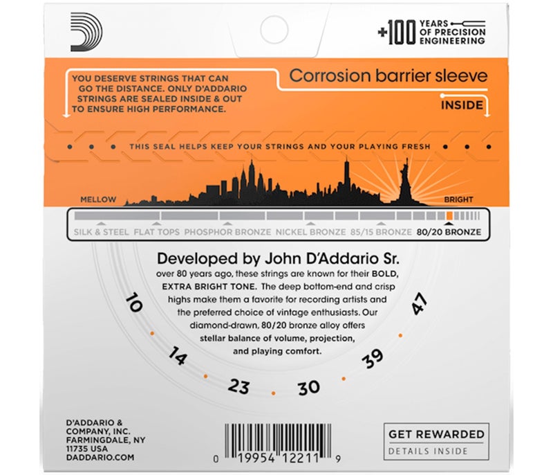 Daddario EJ10 Phosphor Bronze Acoustic Guitar String Extra Light - 10-47 - Image 2