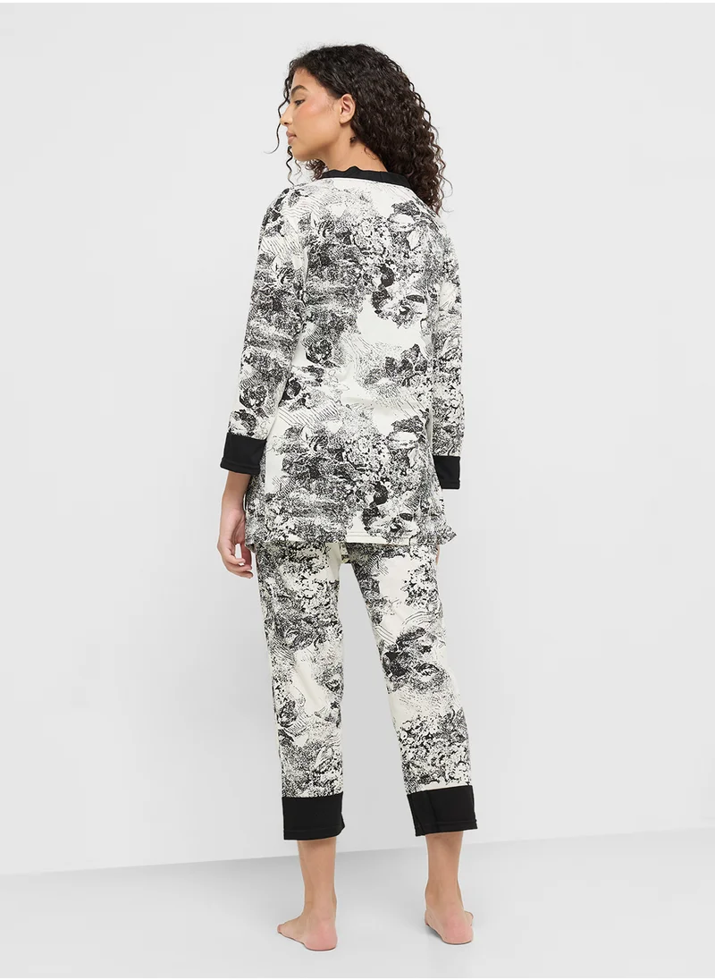 Ginger 3Pc Monochrome Cami, Shirt & Pyjama Set