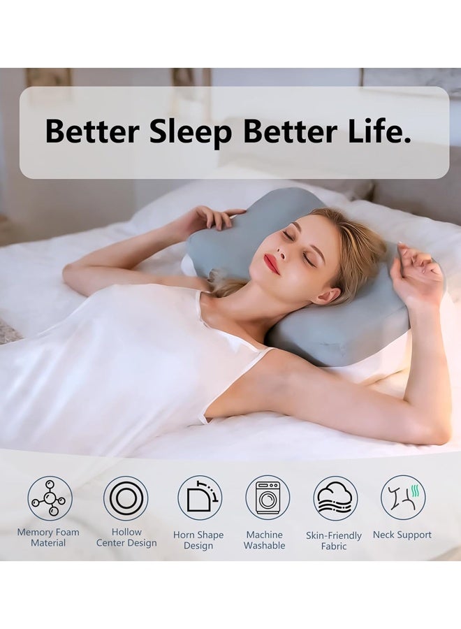 Cervical Support Pillow, Ergonomic Curve, High Density Memory Foam Pillow for Side Sleeper, Face Up and Down Sleeping, with Washable Cover, 60 x 37 x 13/12 cm - Image 4