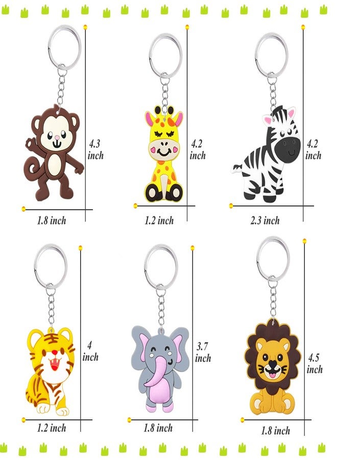 CiciBear 24 Pack Wild Animal Party Return Favors with Lion, Monkey, Giraffe, Zebra, Elephant and Tiger Keychains for Jungle Safari Wild Woodland Baby Shower, Birthday, School Carnival Rewards - Image 2