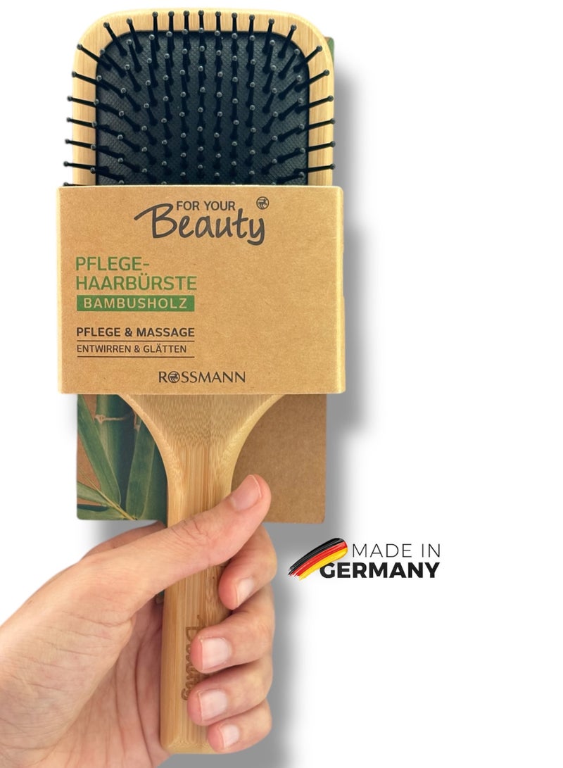 ROSSMANN German Brand, FSC® Certified Bamboo Wood Hairbrush with Tourmaline-Infused Bristles, Shiny Hair with Scalp Massage, Paddle Hair brush, Hair brush. - Image 2