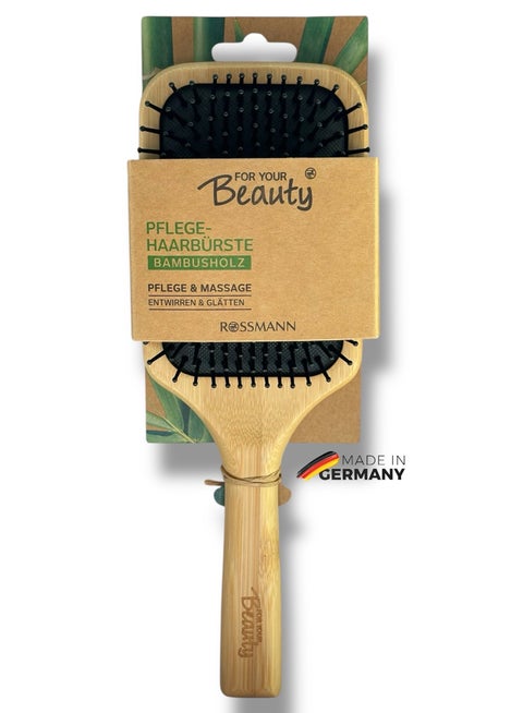 German Brand, FSC® Certified Bamboo Wood Hairbrush with Tourmaline-Infused Bristles, Shiny Hair with Scalp Massage, Paddle Hair brush, Hair brush.