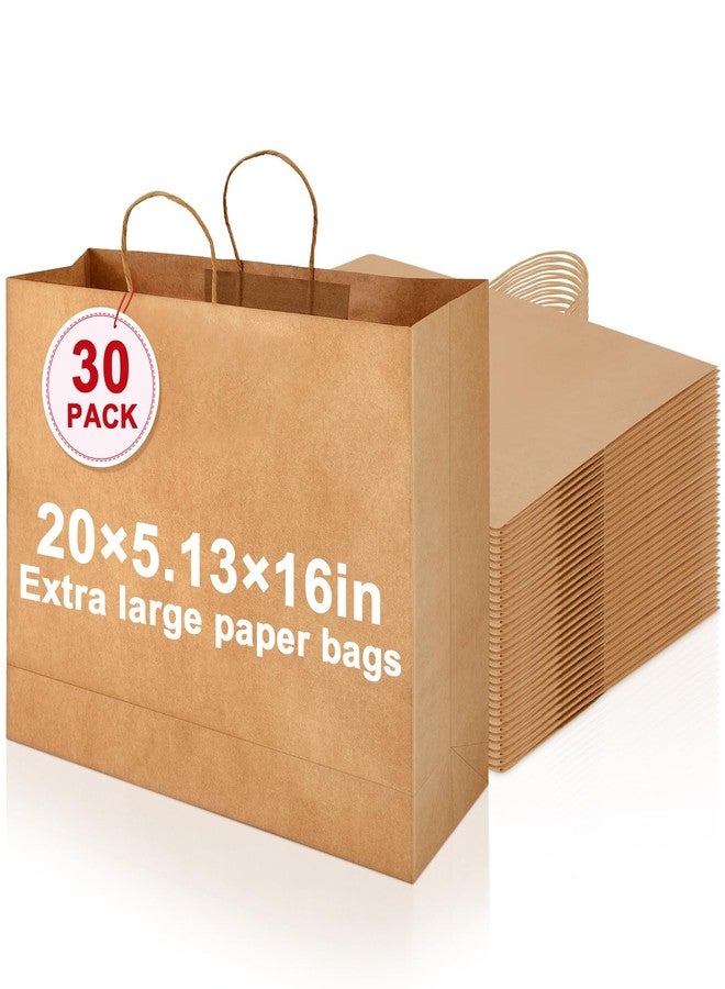 مايتيز أكياس هدايا ورقية كبيرة جدًا من مايتيز، 30 قطعة، مقاس 20×16×5 بوصة، مزودة بمقابض، أكياس كرافت بالجملة، مناسبة للأعمال التجارية، والبضائع، والهدايا، والتسوق، ومتاجر البيع بالتجزئة، وحفلات أعياد الميلاد، لون بني، متعددة الاستخدامات. - Image 1