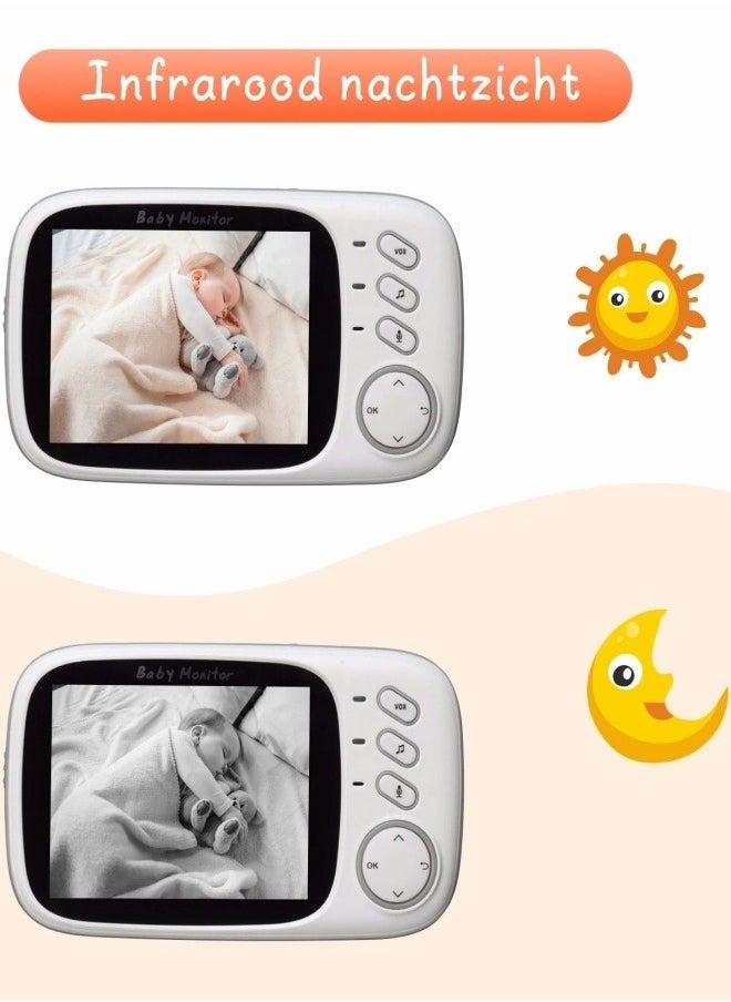 استمتع بحياتي - شاشة مراقبة للرضع بعرض فيديو على شاشة LCD مقاس 3.2 بوصة مع الرؤية الليلية ومتابعة درجة الحرارة - Image 1