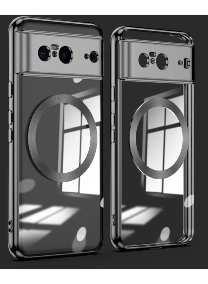 Google Pixel 8 Pro Protective Case and Magnetic [Camera Lens Cover Protection] Silicone Anti-Vibration Phone Case [Non-Yellowing/Anti-Fingerprint]