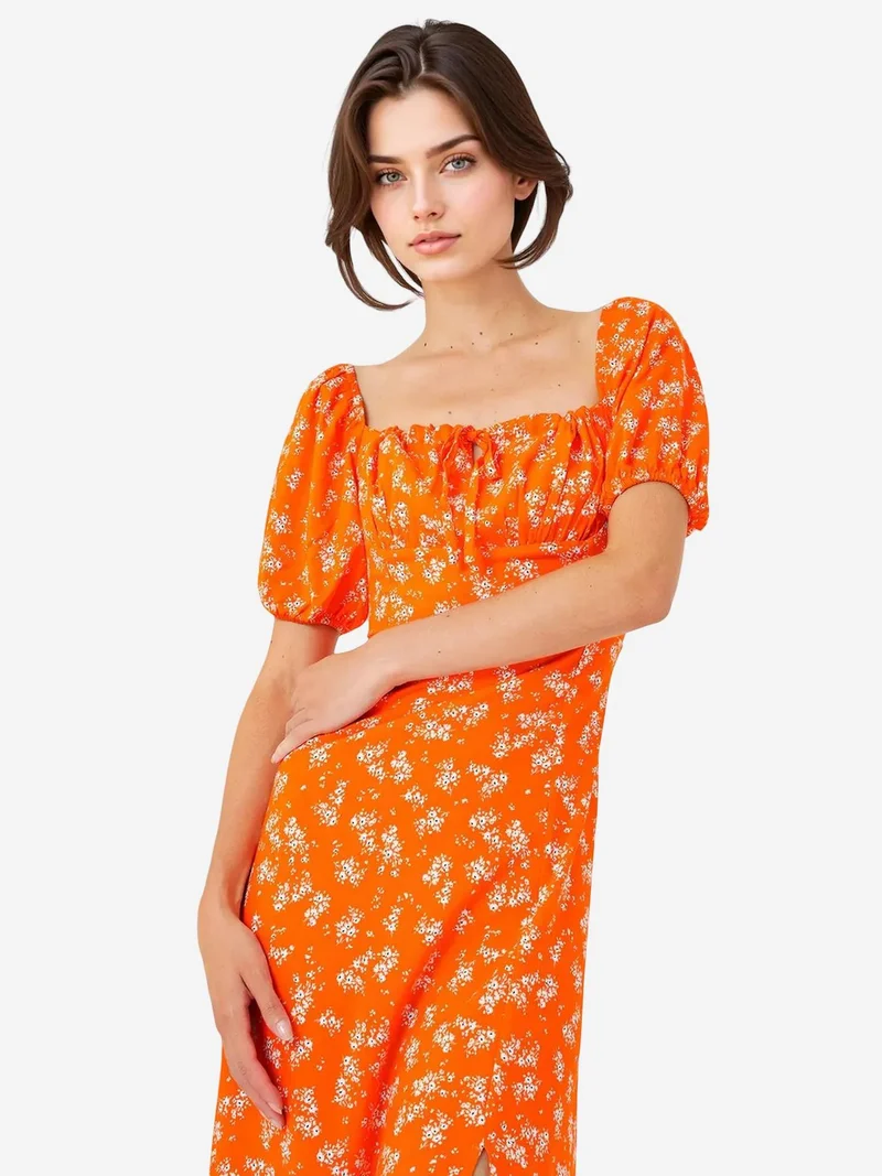 بيغ دارت فستان ميدي بطبعات زهور وربطة عنق