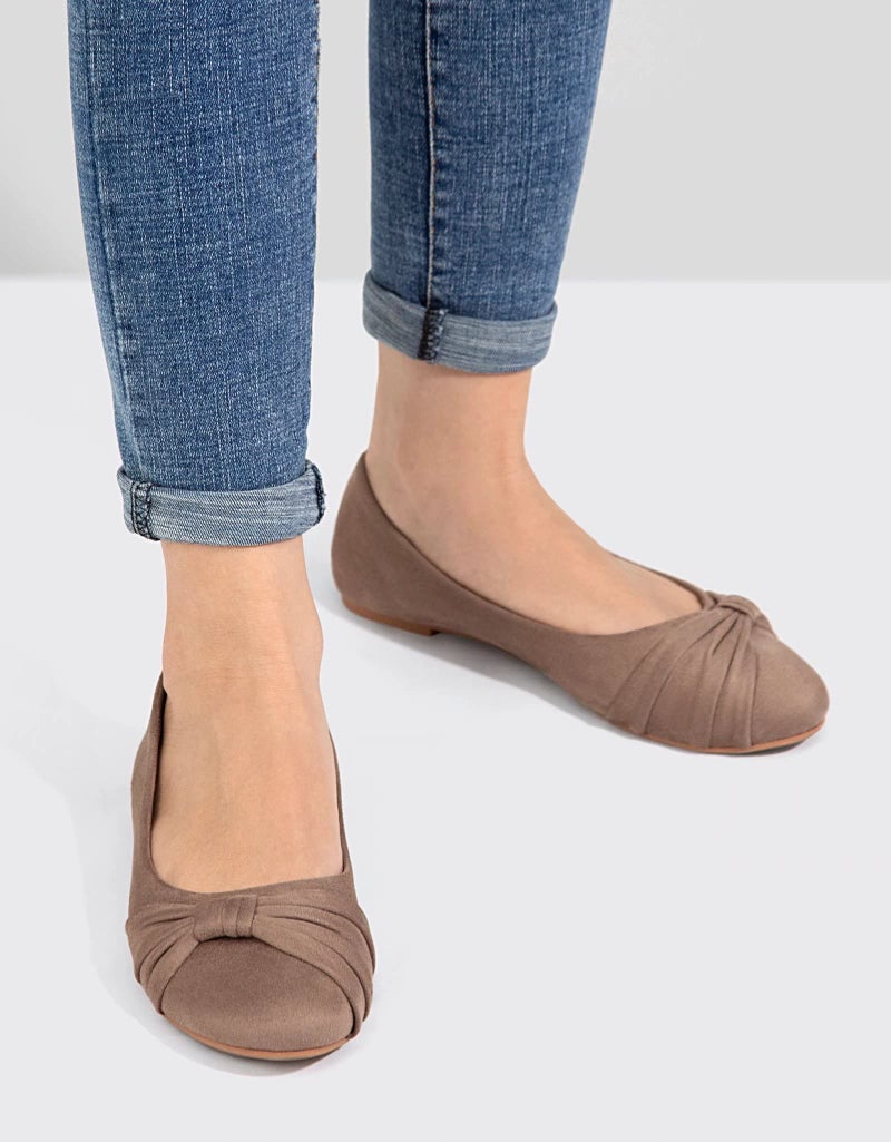 MaxMuxun Women's Taupe Flats Shoes Faux Suede Round Toe Ballet Dressy Flats Comfortable Slip On Walking Shoes Size 9 - Image 3