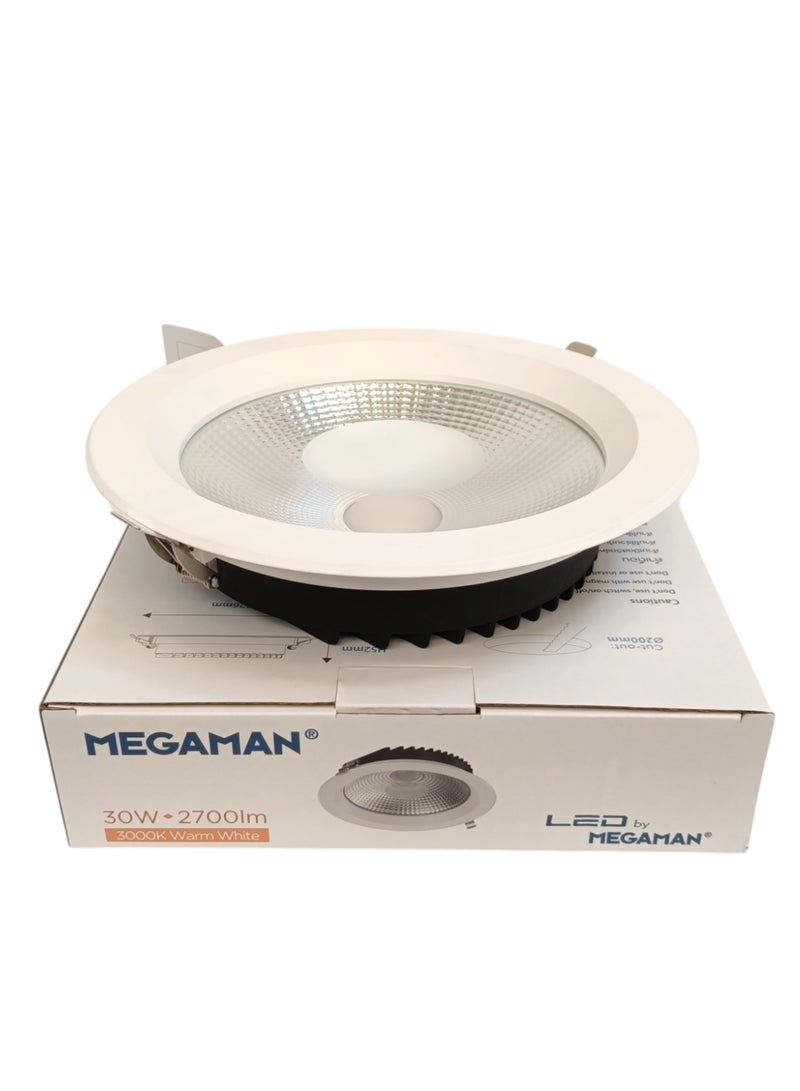 ميجامان Megaman Recessed 30W LED Downlight -  Warm White(3000K) - Image 1