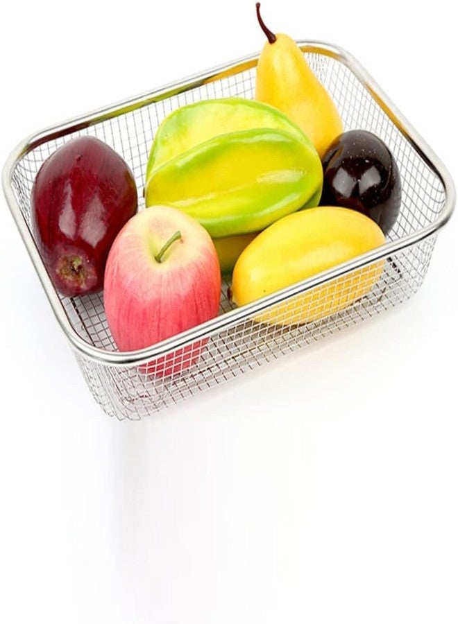 MILLOR Stainless Steel Sink Colander Basket for Fruits & Vegetables, Mesh Produce Strainer, Over Sink Drainer Tray, Rust-Proof Kitchen Rinse Rack, Food Prep Wash Drain Organizer, Fruit Veg Cleaning Basket - Image 2