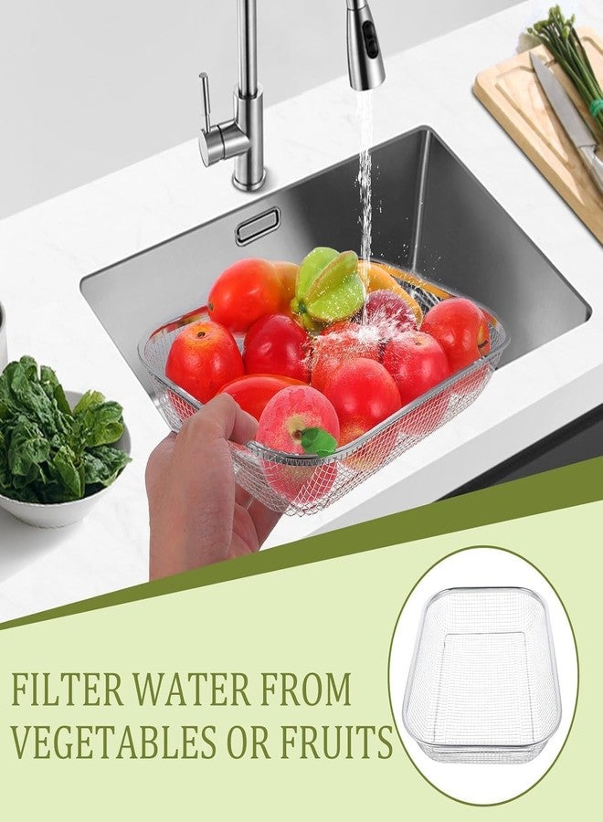 MILLOR Stainless Steel Sink Colander Basket for Fruits & Vegetables, Mesh Produce Strainer, Over Sink Drainer Tray, Rust-Proof Kitchen Rinse Rack, Food Prep Wash Drain Organizer, Fruit Veg Cleaning Basket - Image 5