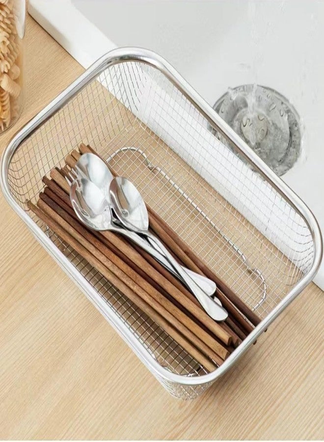 MILLOR Stainless Steel Sink Colander Basket for Fruits & Vegetables, Mesh Produce Strainer, Over Sink Drainer Tray, Rust-Proof Kitchen Rinse Rack, Food Prep Wash Drain Organizer, Fruit Veg Cleaning Basket - Image 3