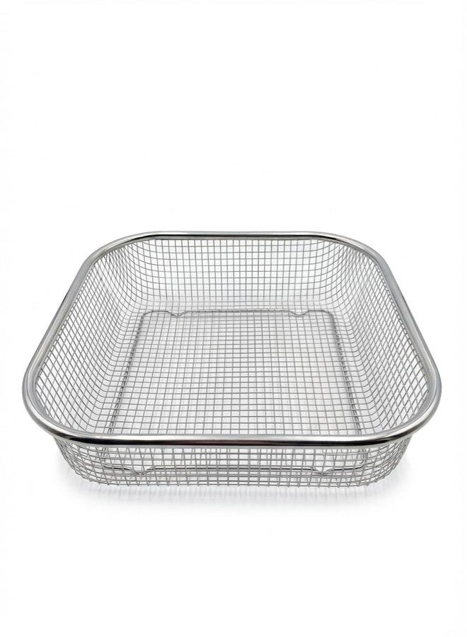 MILLOR Stainless Steel Sink Colander Basket for Fruits & Vegetables, Mesh Produce Strainer, Over Sink Drainer Tray, Rust-Proof Kitchen Rinse Rack, Food Prep Wash Drain Organizer, Fruit Veg Cleaning Basket - Image 1