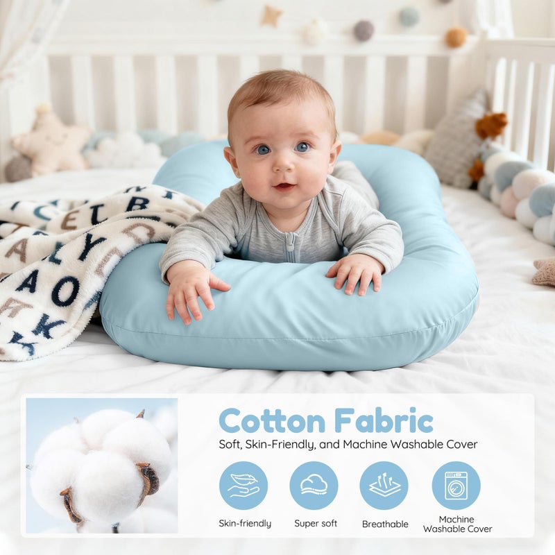 Idudbid Baby Lounger & Snuggle Nest for Newborn 0-24 Months, Baby Nest Supervised Breathable Cotton for Newborn, Breathable Portable Infant Lounnger for Travel and Home, Blue (Lounger Cover Includedï¼‰ - Image 3