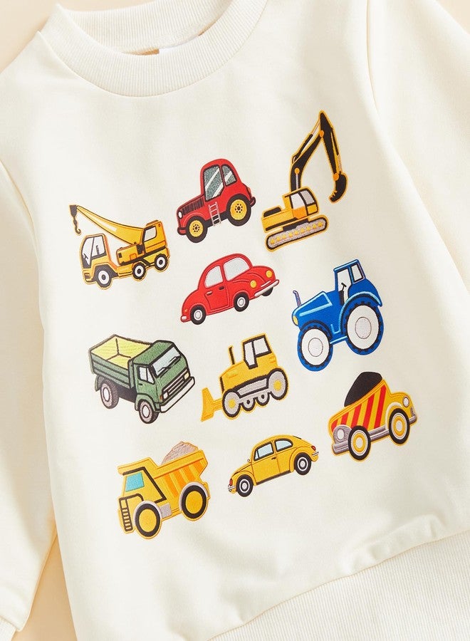 Fernvia Toddler Baby Boy Clothes Set 2T 3T 4T 5T Truck Excavator Print Long Sleeve Sweatshirt Elastic Pants Fall Outfits (E-Dark Khaki, 2-3T) - Image 4