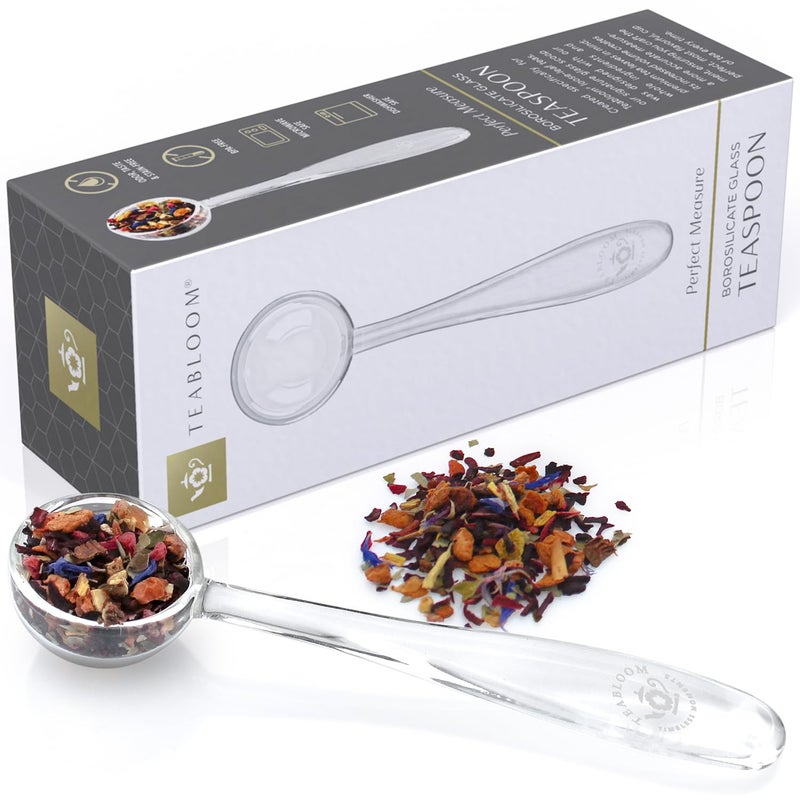 Teabloom Perfect Measure Loose Leaf Tea Spoon – Lead-Free Heatproof Borosilicate Glass Tea Scoop – Tea Purist's Choice - Image 1