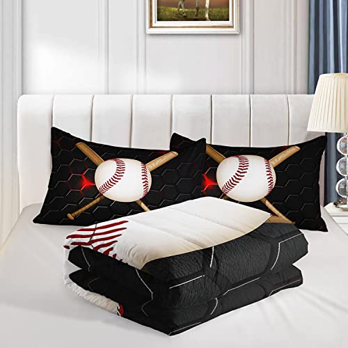HOSIMA Baseball Comforter Set for Boys Teens Bedroom Decor,Boys Sports Cool Baseball Pattern Bedding Set,Queen Comforter Set with 2Pillowcases. - Image 4