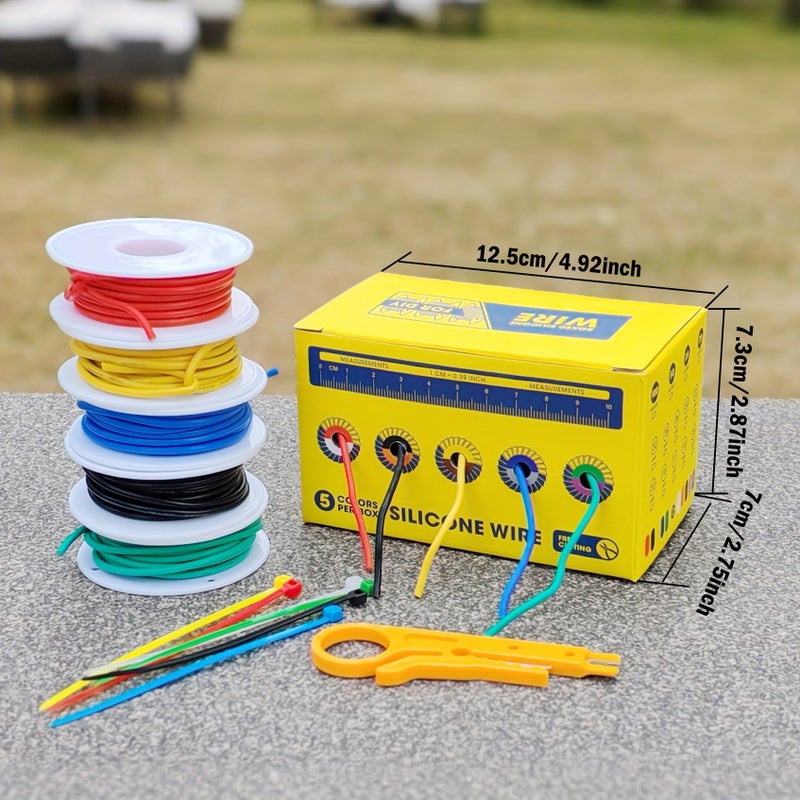 1 Set 5 Colors Silicone Stranded Electrical Wire 22 AWG 10 Meter 32.8 Feet Tinned Copper Flexible Hookup Wire Kit For DIY Automotive Home Wiring Projects - Image 3