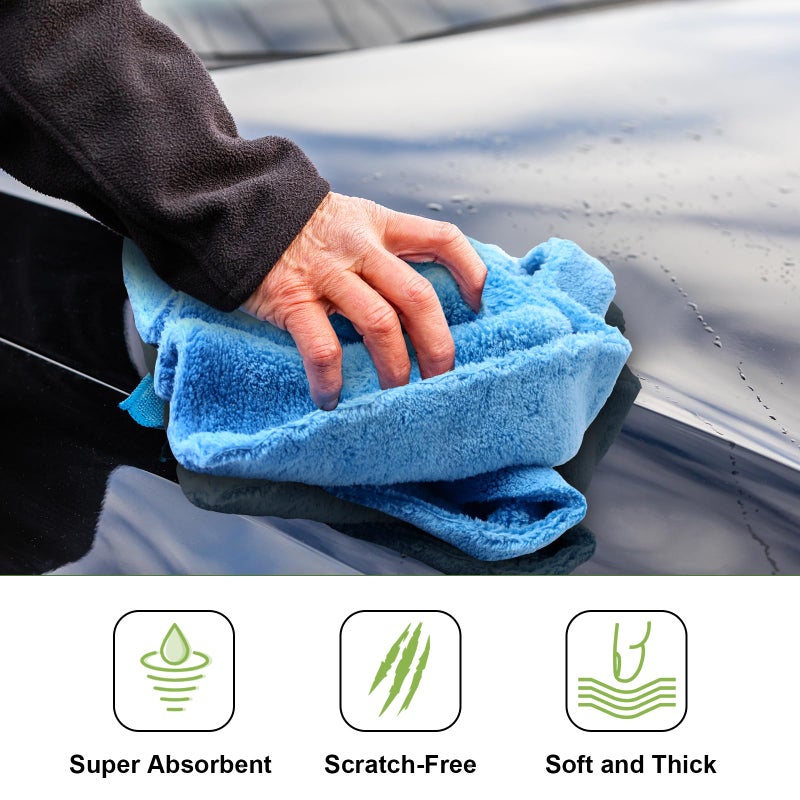 Shimeyao 30 Pcs 16 x 16 Inch Edgeless Microfiber Plush Towels for Cars Detailing Drying Wash Polishing Absorbent Cleaning Cloths, 500 GSM(Multicolor) - Image 4