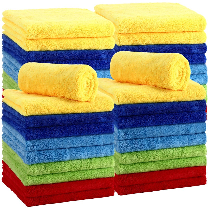 Shimeyao 30 Pcs 16 x 16 Inch Edgeless Microfiber Plush Towels for Cars Detailing Drying Wash Polishing Absorbent Cleaning Cloths, 500 GSM(Multicolor) - Image 1