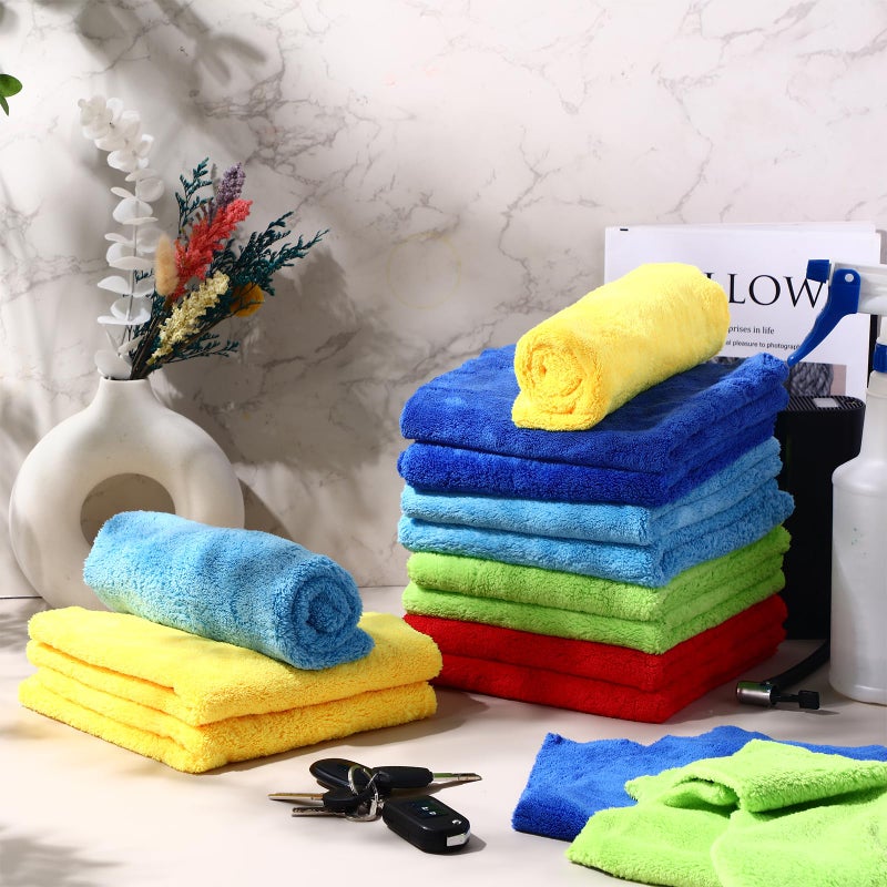 Shimeyao 30 Pcs 16 x 16 Inch Edgeless Microfiber Plush Towels for Cars Detailing Drying Wash Polishing Absorbent Cleaning Cloths, 500 GSM(Multicolor) - Image 5