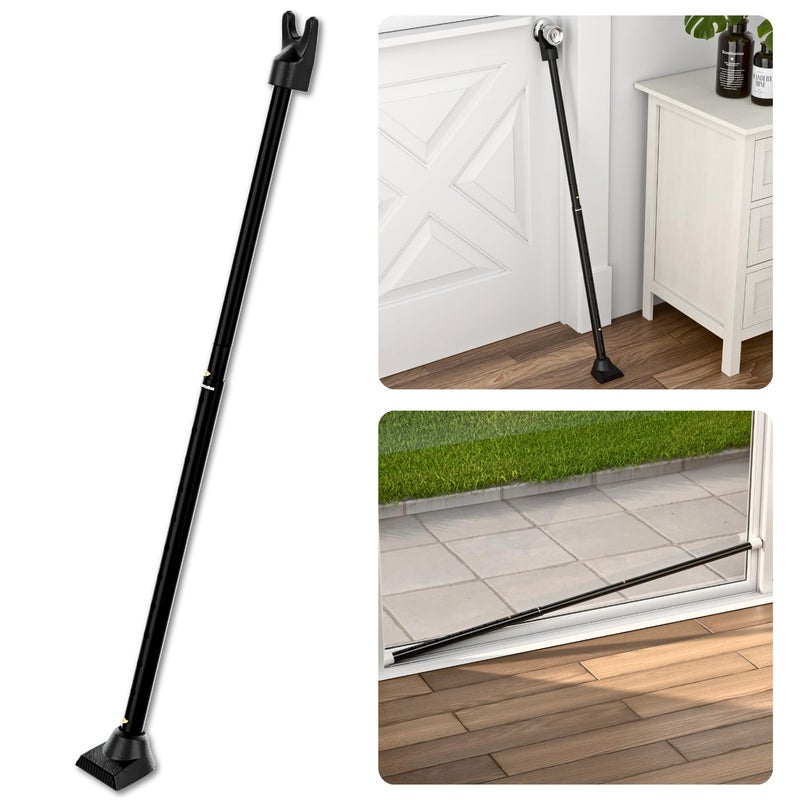 SECURITYMAN 3 in 1 Door Security Bar & Sliding Door Security Bar - Door Jammer Constructed of High Grade Iron - Black Door Stoppers Security Bar - Image 1