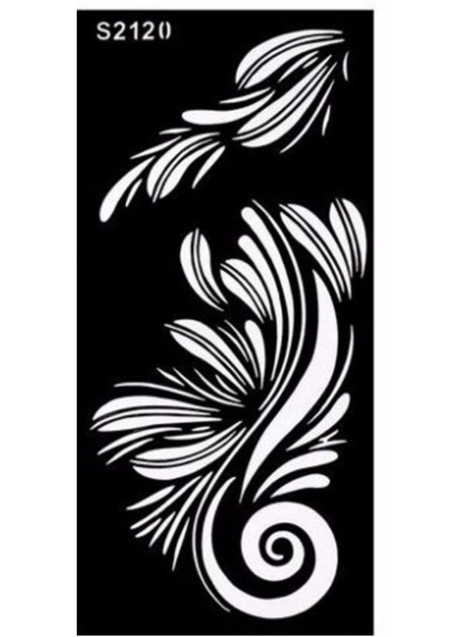 ivana's - Heena Mehandi Tatto Stencil Set For ; Hand ; Body ; Fingure ; Face ; Heena Art Temporary Tatto For Kids Girls & Women Design Niv338 Black M - Image 1
