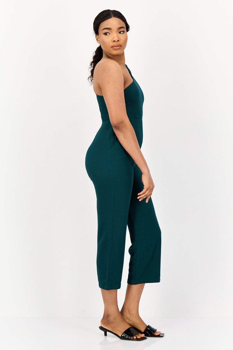 ONLY Women Textured One Shoulder Jumpsuits, Teal Green - Image 2