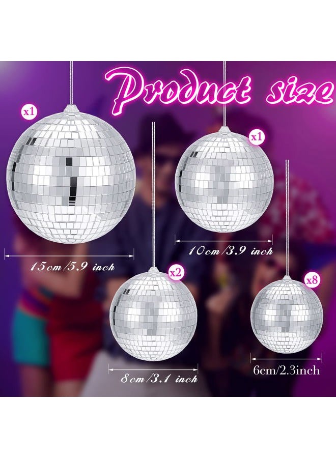 WILLBOND 12 Pack Silver Disco Ball Hanging Mirror Ball with Hanging Ring for Fun Retro Disco Party Decorations Party DJ Lighting Effect Stage Props Game Accessories, 5.91 Inch, 3.94 Inch, 3.15 Inch, 2.36 Inch - Image 3