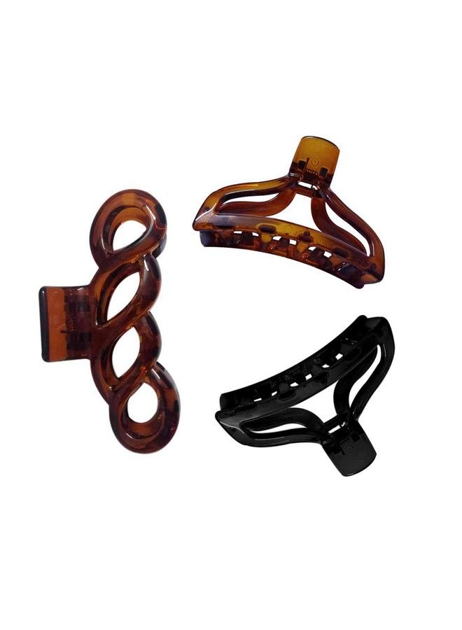 Nat Hair Clips For Women And Girls Pack Of 3 Black & Brown - Image 1