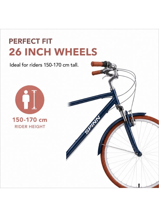 Spinn Uptown 7D Men's 26-Inch Bike | 26-Inch Wheel Size | 7-Speed | Adjustbale Seat | Oxford Blue - Image 4