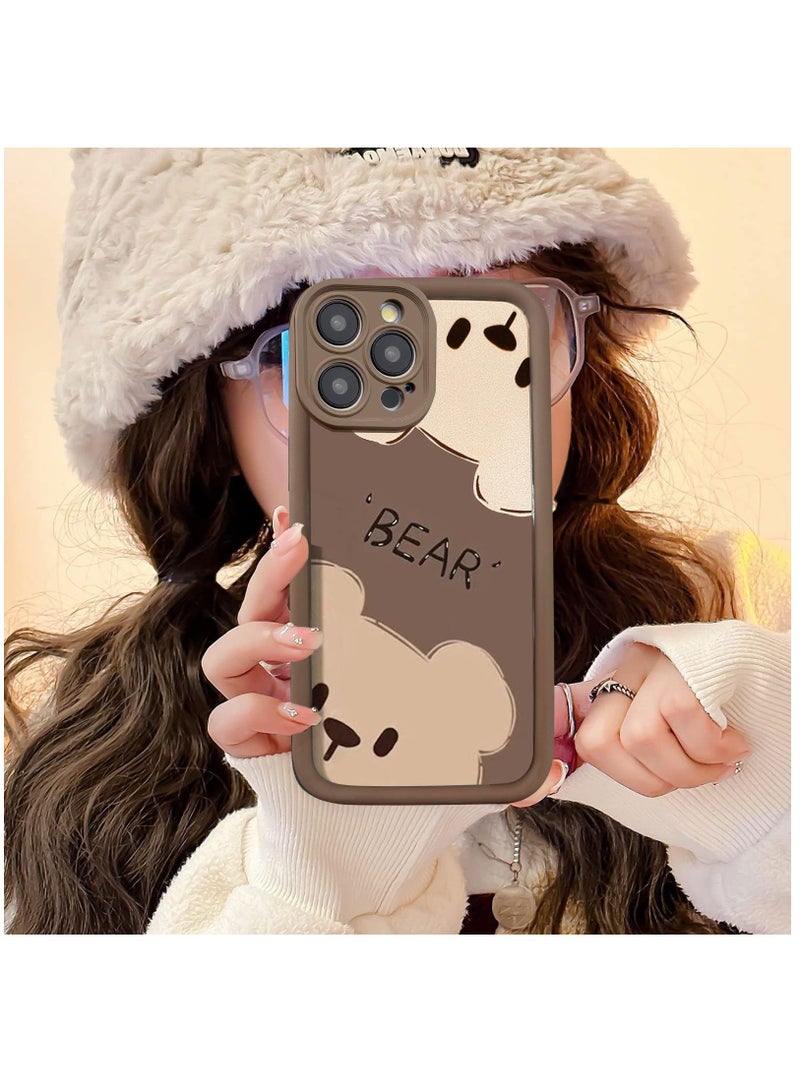 SOLARAE Compatible with iPhone 15 Pro Max Case, Cute Bear Pattern Soft Gel Rubber TPU Case, Full Camera Protection & Edge Lips Strengthen Shockproof Cover for Women Men, Brown - Image 5
