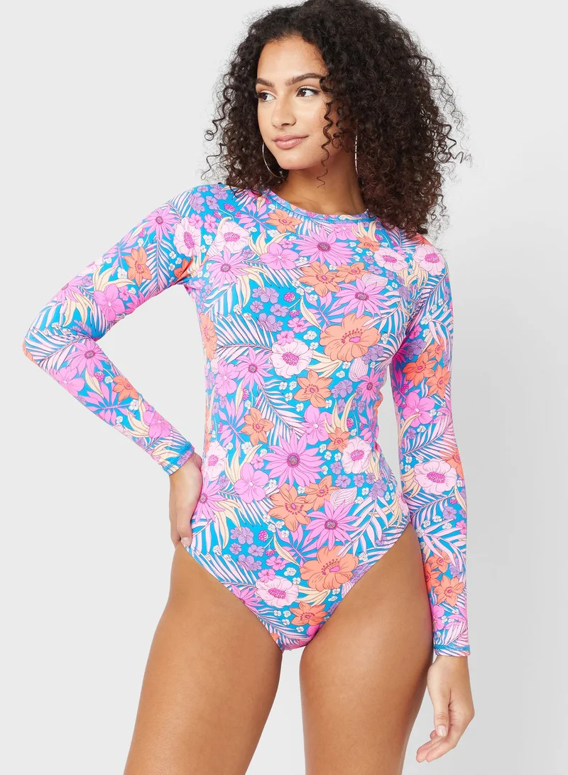 Cotton On Body Printed High Leg One Piece Swimsuit