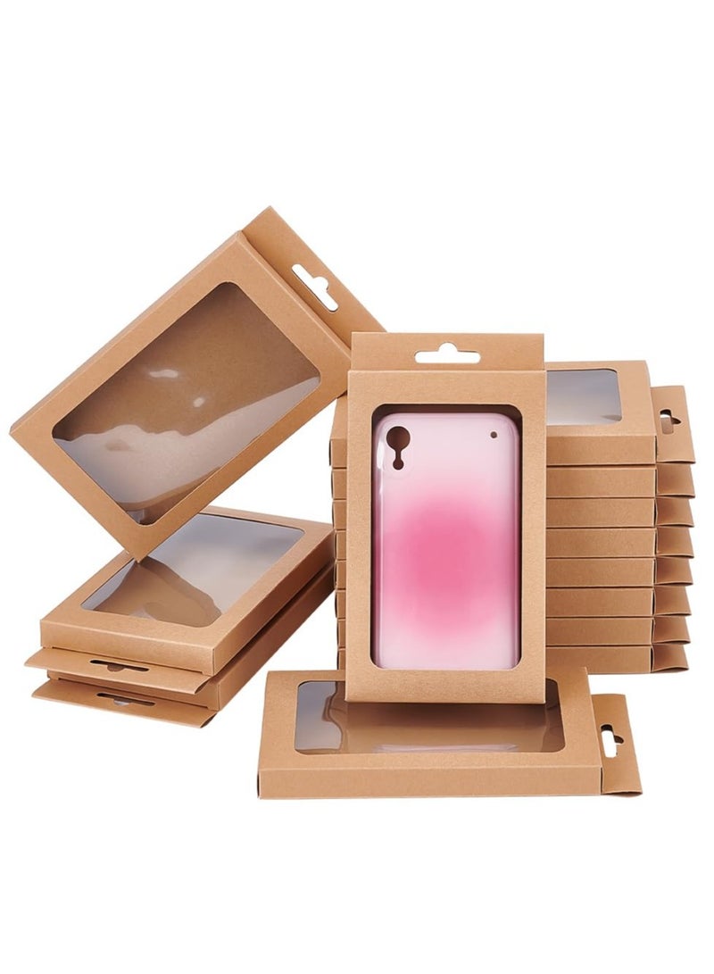 SYOSI 30 قطعة من صناديق ورق الكرافت، مع نافذة شفافة، صناديق هدايا من الورق المقوى المستطيل، صندوق نافذة عرض، لحافظة الهاتف، والحلوى، والماكرون، وخاتم الأقراط، وتغليف المجوهرات (4.13×0.59×7.8 بوصة) - Image 1
