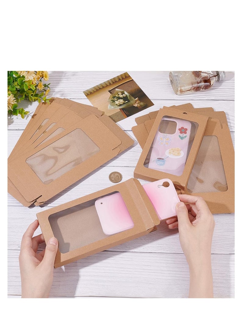 SYOSI 30 قطعة من صناديق ورق الكرافت، مع نافذة شفافة، صناديق هدايا من الورق المقوى المستطيل، صندوق نافذة عرض، لحافظة الهاتف، والحلوى، والماكرون، وخاتم الأقراط، وتغليف المجوهرات (4.13×0.59×7.8 بوصة) - Image 4