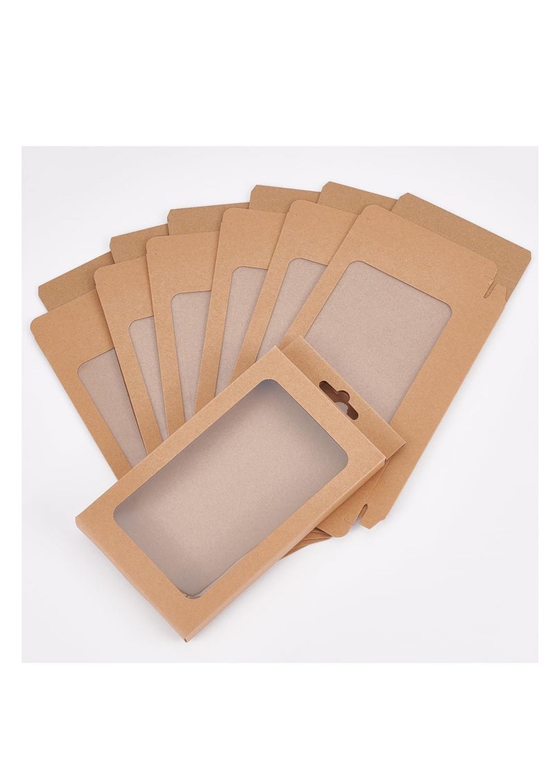 SYOSI 30 قطعة من صناديق ورق الكرافت، مع نافذة شفافة، صناديق هدايا من الورق المقوى المستطيل، صندوق نافذة عرض، لحافظة الهاتف، والحلوى، والماكرون، وخاتم الأقراط، وتغليف المجوهرات (4.13×0.59×7.8 بوصة) - Image 2