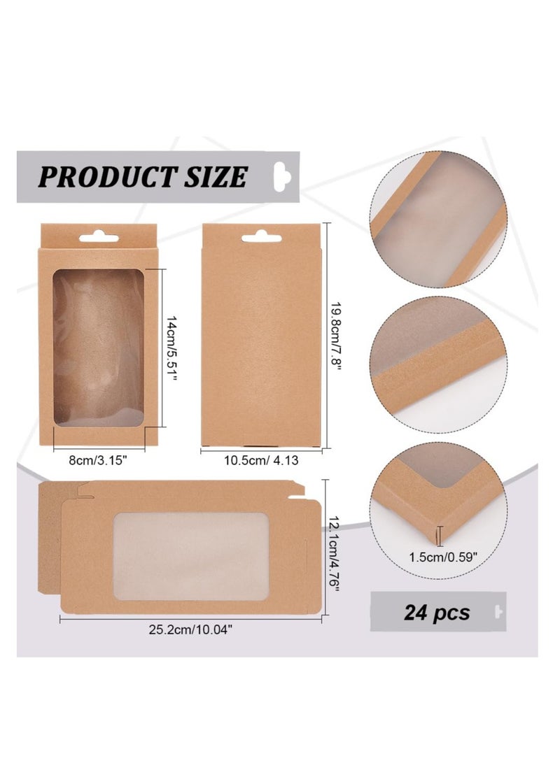 SYOSI 30 قطعة من صناديق ورق الكرافت، مع نافذة شفافة، صناديق هدايا من الورق المقوى المستطيل، صندوق نافذة عرض، لحافظة الهاتف، والحلوى، والماكرون، وخاتم الأقراط، وتغليف المجوهرات (4.13×0.59×7.8 بوصة) - Image 3