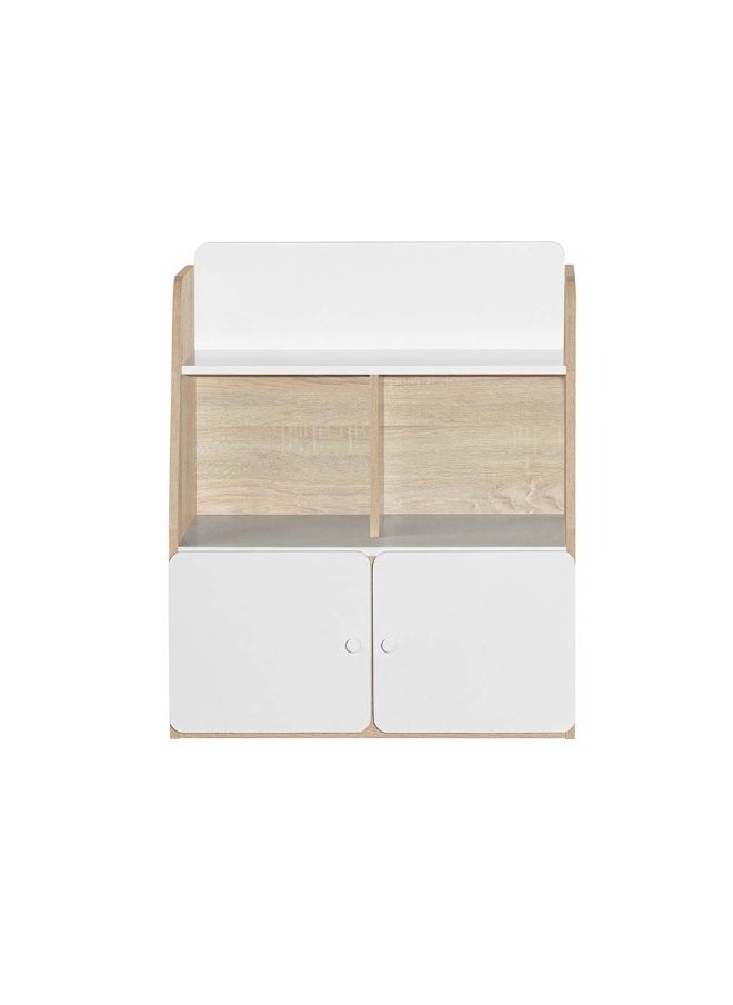 DANUBE HOME Kinder 2 Door Open Shelf Kids Dresser Modern Storage Dresser For Kids Room Bedroom Closet Hallway-White & Sonoma Oak  - Image 3