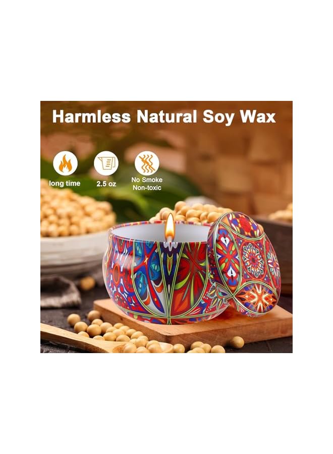 Green Tiger Scented Candles Gift Set, 9pcs Travel Tin Candles with Natural Soy Wax, Relaxing Aromatherapy Fragrances for Bath, Yoga, Sleep, Festivals & Wedding Party Gifts, Smokeless - Image 2