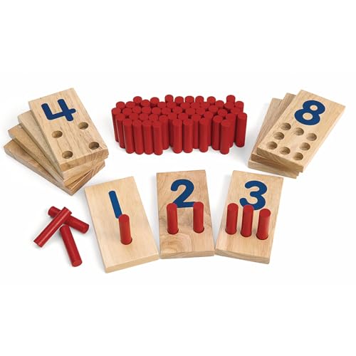 Excellerations Peg Number Board, Included: 10 Rubberwood Boards + 55 Wood Pegs + Storage Bag, Montessori Math Materials, Learning Manipulatives, Counting for Kids, Reggio Emilia Classroom Essentials - Image 1