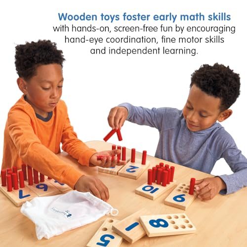 Excellerations Peg Number Board, Included: 10 Rubberwood Boards + 55 Wood Pegs + Storage Bag, Montessori Math Materials, Learning Manipulatives, Counting for Kids, Reggio Emilia Classroom Essentials - Image 3