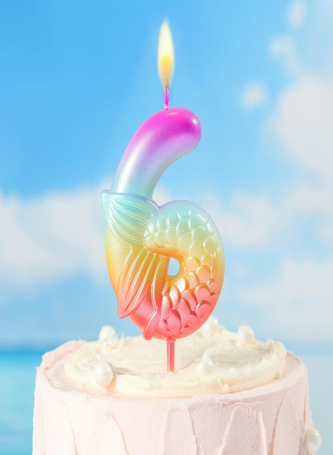 PHD CAKE 2.76 Inch Number 6 Mermaid Birthday Candles, Mermaid Themed Number Candles, Cake Number Candles, Party Celebration - Image 2