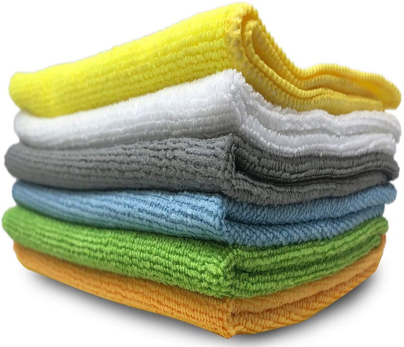 iCooker 6 Pack Microfiber Cleaning Cloth Towels for Cars 15 x 12 inch Supplies Micro Fiber Glass Cleaning Rags Dish Wipe Polishing Dusting Cloths Kitchen Towel Clean Windows Cars LintFree Reusable - Image 1