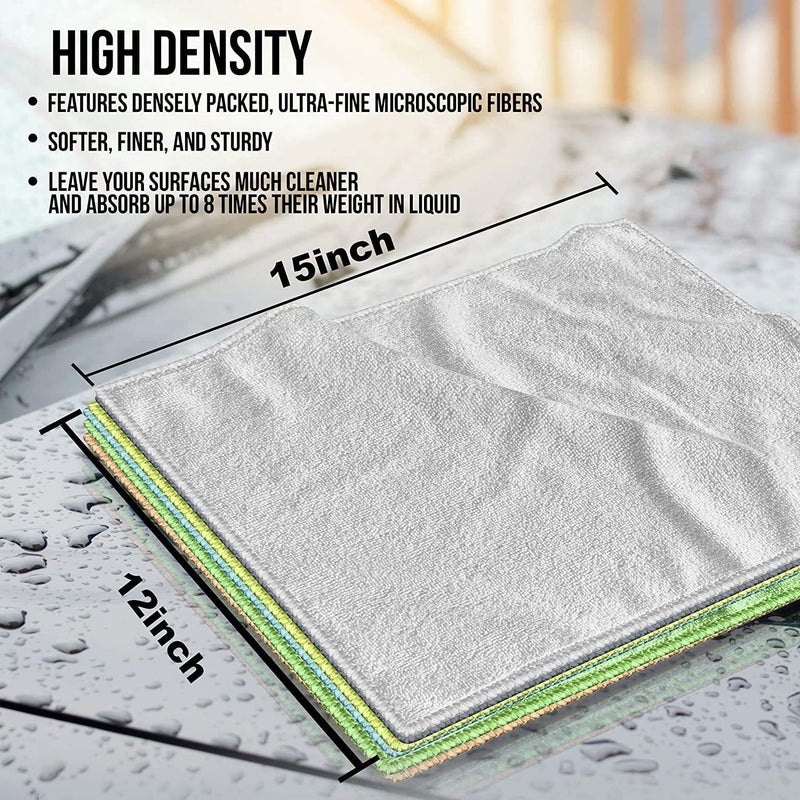 iCooker 6 Pack Microfiber Cleaning Cloth Towels for Cars 15 x 12 inch Supplies Micro Fiber Glass Cleaning Rags Dish Wipe Polishing Dusting Cloths Kitchen Towel Clean Windows Cars LintFree Reusable - Image 3