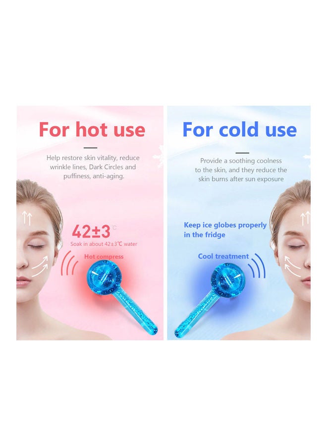 Loquat 2-Piece Crystal Glass Ice Globe Facial Cold Hot Skin Massager Multicolour - Image 2
