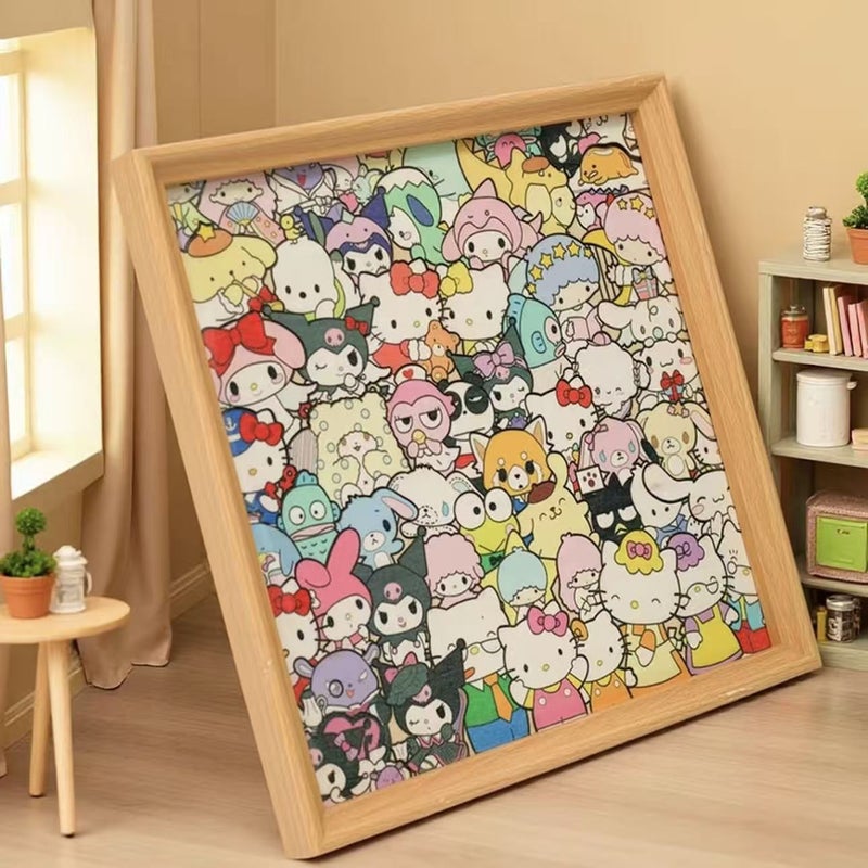 DIY Paintable Puzzle with Frame 30x30 cm - Kuromi Cat Design - Image 2