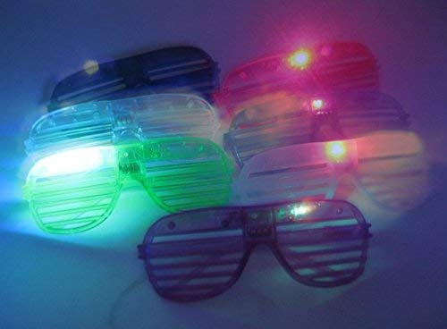 HnF shop 12/pk Slotted & Shutter Shades Light Up Unisex Flashing Glasses for Adults & Children Party Event with Push On/Off Button for All Occasions - Image 4