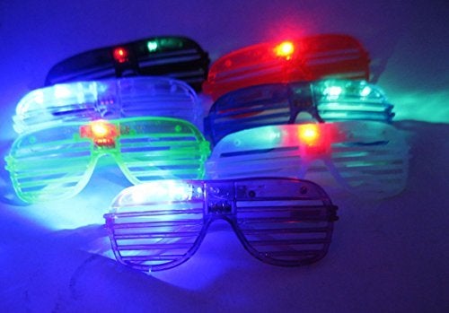 HnF shop 12/pk Slotted & Shutter Shades Light Up Unisex Flashing Glasses for Adults & Children Party Event with Push On/Off Button for All Occasions - Image 1