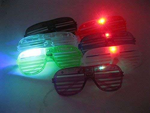 HnF shop 12/pk Slotted & Shutter Shades Light Up Unisex Flashing Glasses for Adults & Children Party Event with Push On/Off Button for All Occasions - Image 3